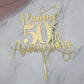 Sodasos Mirror acrylic Happy 50th Anniversary Cake Topper Wedding Happy Anniversary Cake Topper for Wedding Anniversary Party Cake Decorations Dessert
