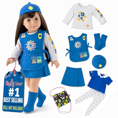 Emily Rose 18 Inch Doll Clothes 8-PC Daisy Girl Scout Uniform and Accessories Value Pack | Officially Licensed by Girl Scouts of The USA | Doll NOT