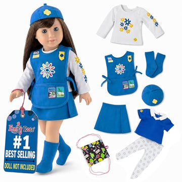 Emily Rose 18 Inch Doll Clothes 8-PC Daisy Girl Scout Uniform and Accessories Value Pack | Officially Licensed by Girl Scouts of The USA | Doll NOT