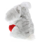 DolliBu I Love You Valentine Plush Grey Rabbit - Cute Soft Cuddly Stuffed Animal with Red Heart Gift for Valentines Day, Birthday Present