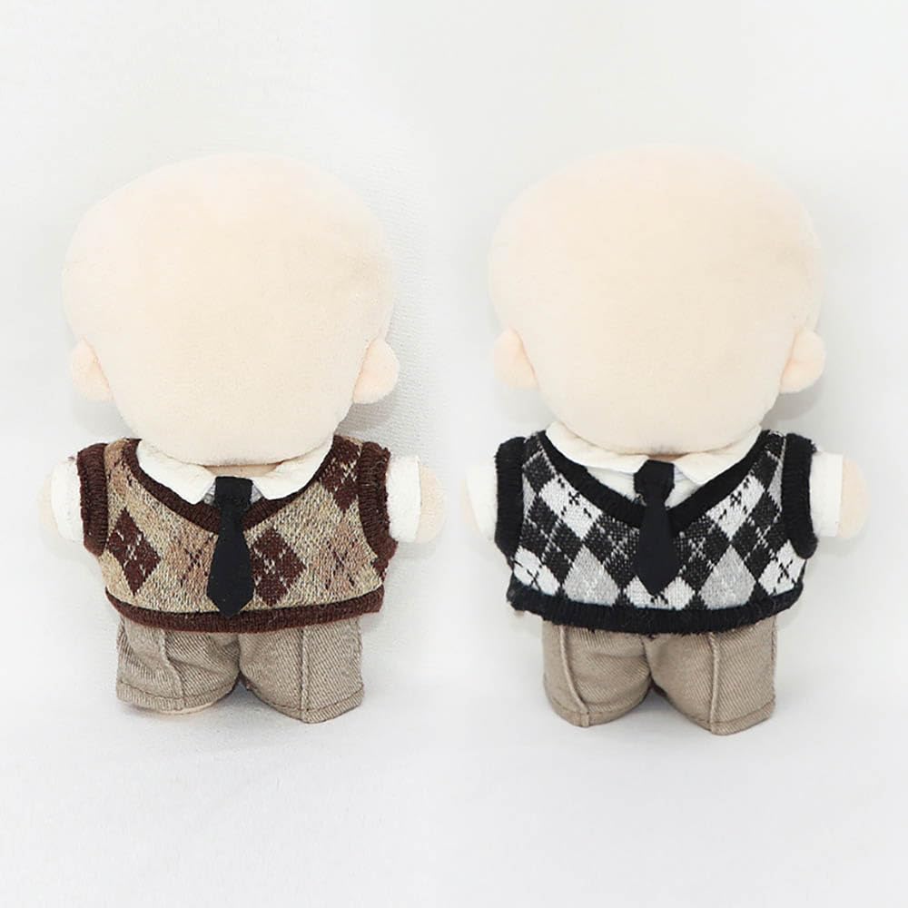 niannyyhouse 10cm Plush Doll Clothes Shirt Pants Tie Vest Campus Suit Dolls Accessories (Brown)