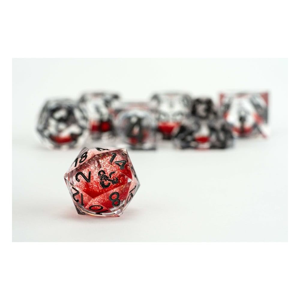 FanRoll Officially Licensed Dungeons & Dragons Red Liquid Core Dice Set