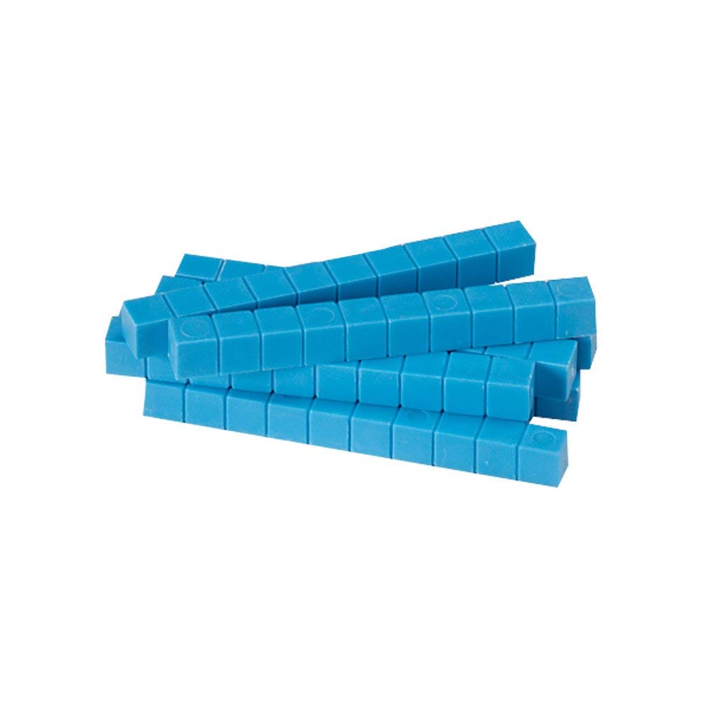 hand2mind Blue Plastic Base Ten Blocks Rods Set, Place Value Blocks, Counting Cubes, Base 10 Math Manipulatives, Teacher Supplies for Math Classroom