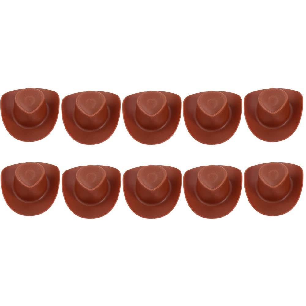 10 Pieces Plastic Mini Western Cowboy Cowgirl Hat Miniature Cute Doll Hat Party Dress Hat for Dollhouse Decoration Creative Gifts, 2.16 x 1.81 inch