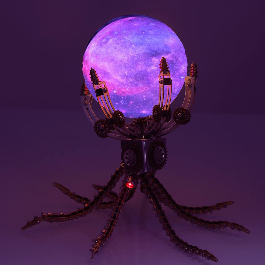 Wooptoothy 3D Metal Puzzle Model Kit - 1060 Pieces Mechanical Octopus Base with Light, Assembly DIY Steampunk Puzzle Collection Ornament Decoration