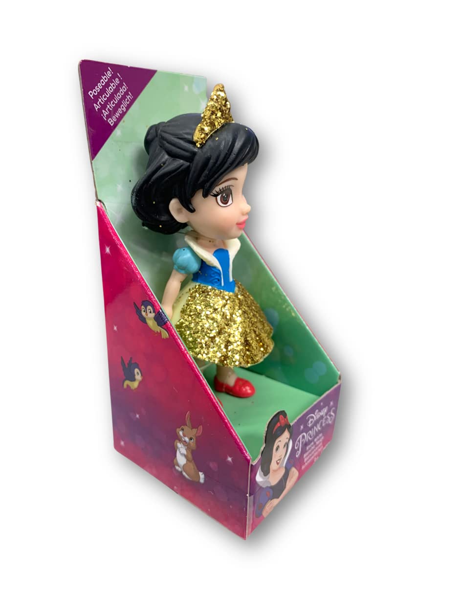 Packed in Clear Box for Gift Disney Princess Mini Poseable 3.5" Doll Choose from All 11 Style Princess Characters (Snow White)