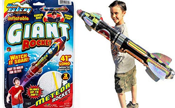 JA-RU Giant 41" Inflatable Rocket Ship Toy (1 Unit) Space Themed Party Decorations for Kids. Inflatable Pool Accessories. Solar System Toys