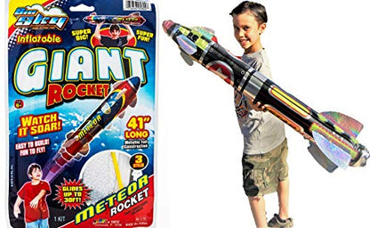 JA-RU Giant 41" Inflatable Rocket Ship Toy (1 Unit) Space Themed Party Decorations for Kids. Inflatable Pool Accessories. Solar System Toys
