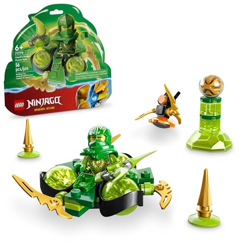 LEGO NINJAGO Lloyd’s Dragon Power Spinjitzu Spin 71779 Green Spinning Building Toy with Ninja Lloyd Minifigure, Gift Idea for Boy and Girl Ninja Fans