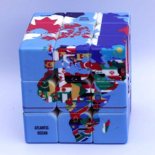 World Map Design Magic Cube,3x3 Geography Learning Puzzle Toy