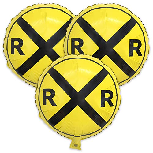 Havercamp Railroad Party Balloons (3 Pcs.)! 3 Round Mylars are great for Train Themed Events, Kid's Birthday Party, Train Collectors, Retirement
