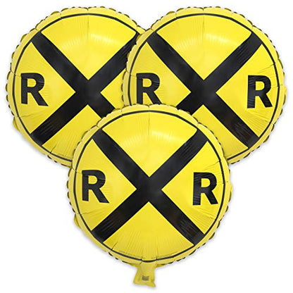 Havercamp Railroad Party Balloons (3 Pcs.)! 3 Round Mylars are great for Train Themed Events, Kid's Birthday Party, Train Collectors, Retirement
