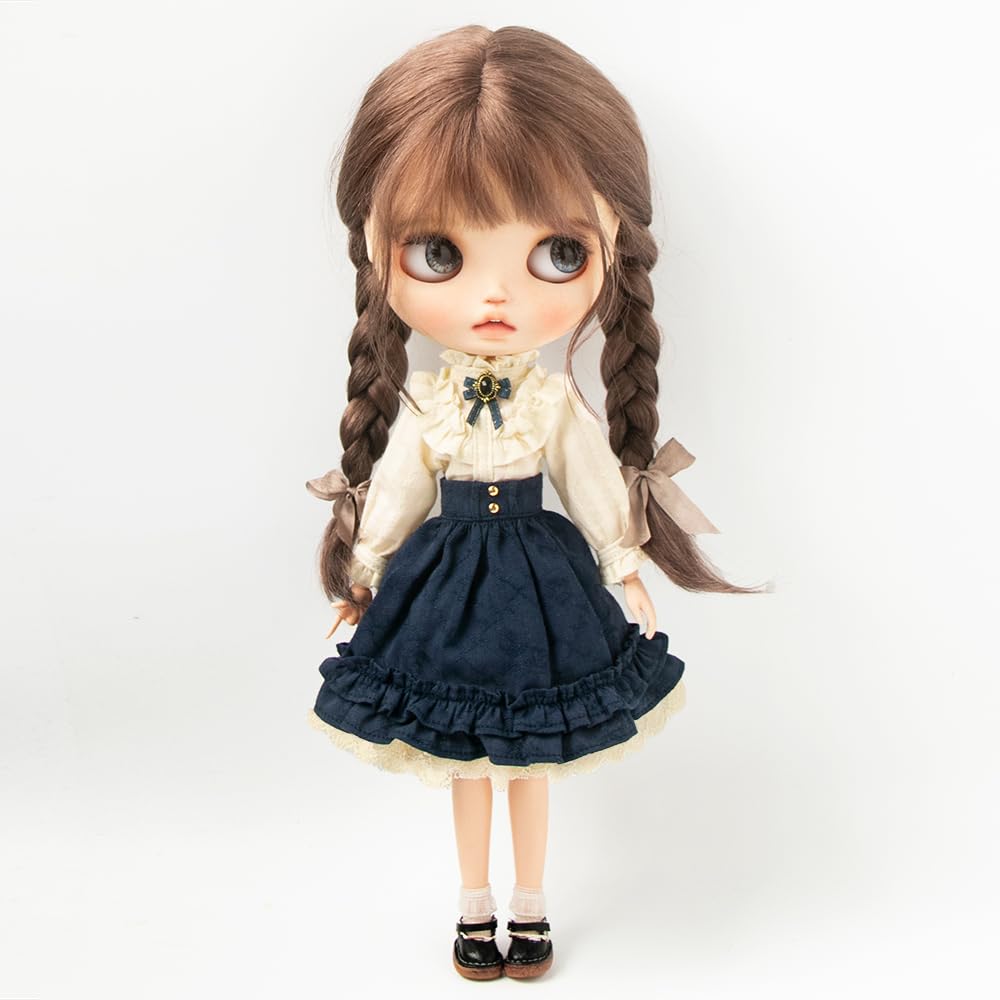 XiDonDon BJD Doll Clothes Retro Dress Set for Blyth Ymy Licca Azones Ob24 Ob27 Doll Accessories Toys (Only Clothes) (Dark Blue Set)