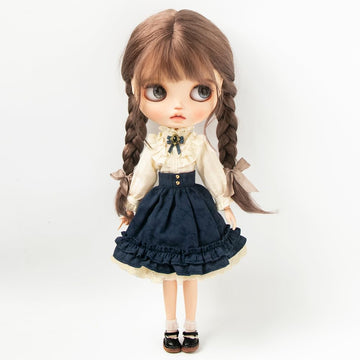 XiDonDon BJD Doll Clothes Retro Dress Set for Blyth Ymy Licca Azones Ob24 Ob27 Doll Accessories Toys (Only Clothes) (Dark Blue Set)