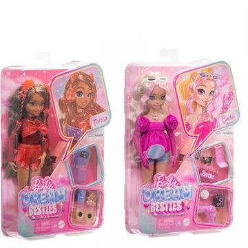 Barbie Dream Besties Teresa & Malibu Posable Fashion Doll Bundle, 2 Doll & Accessories Playsets with Video Game and Makeup Themed Pieces, Long Hair