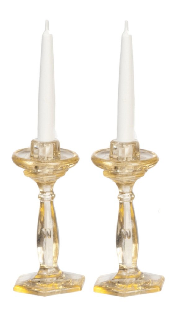 Melody Jane Dollhouse Amber Candlesticks Chrysnbon Miniature Dining Accessory