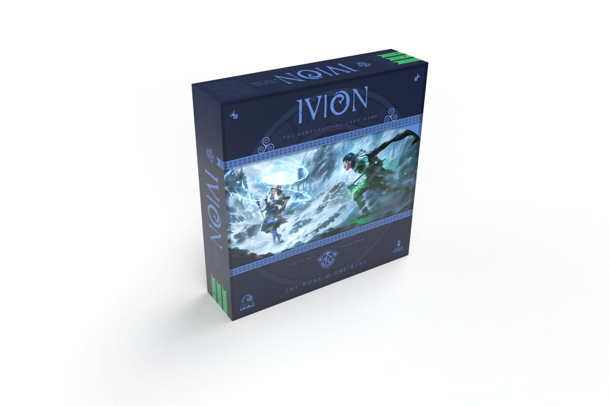 IVION: The Rune and The Rime | APE Games | Board Game | 2 Players | 20-60 Minutes | Ages 14+ | Fantasy | Hero Dueling | Deck Building | Cross