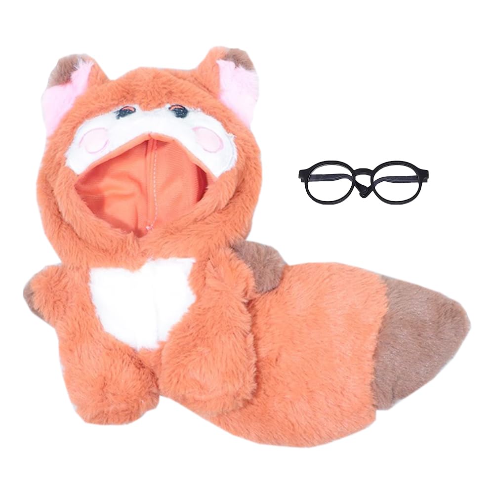 niannyyhouse 20cm Plush Doll Clothes Rabbit Fox White Bear Gray Wolf Onesie Glasses 8in Stuffed Doll Accessories Dress Up (Brown)