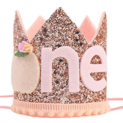 Little Pumpkin First Birthday Crown - Pumpkin Theme Birthday Decorations for Baby Girls, Floral Pumpkin 1st Birthday Crown, Birthday Tiara, Baby Girls