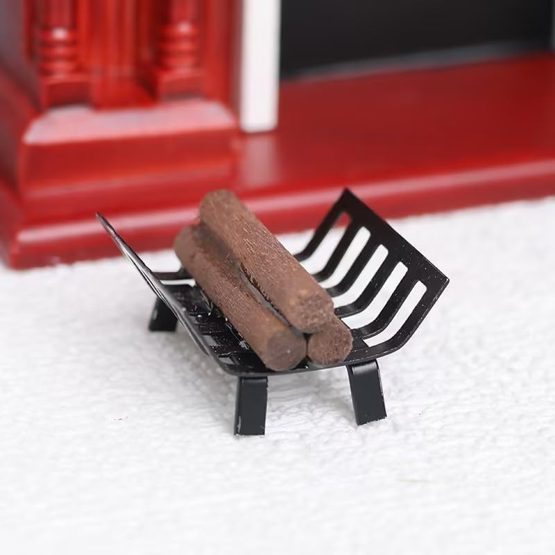Miniature BBQ Grill Set, 1:12 Scale, Cooking Tool Garden Decoration Kitchen Accessories Roasting Cart Firewood Rack Holder