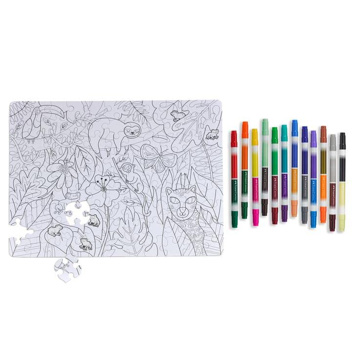 Faber-Castell Color by Number Puzzle, Jungle - 100 Pieces, Art Project for Kids (Ages 6+)