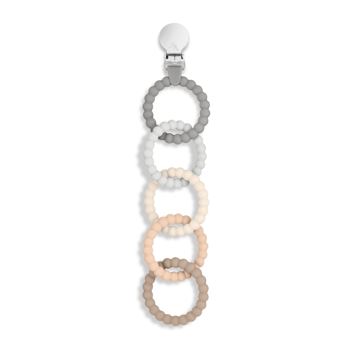 Ryan & Rose Cutie Clinks Attachable Teether Chew Toy for Babies (Neutral)