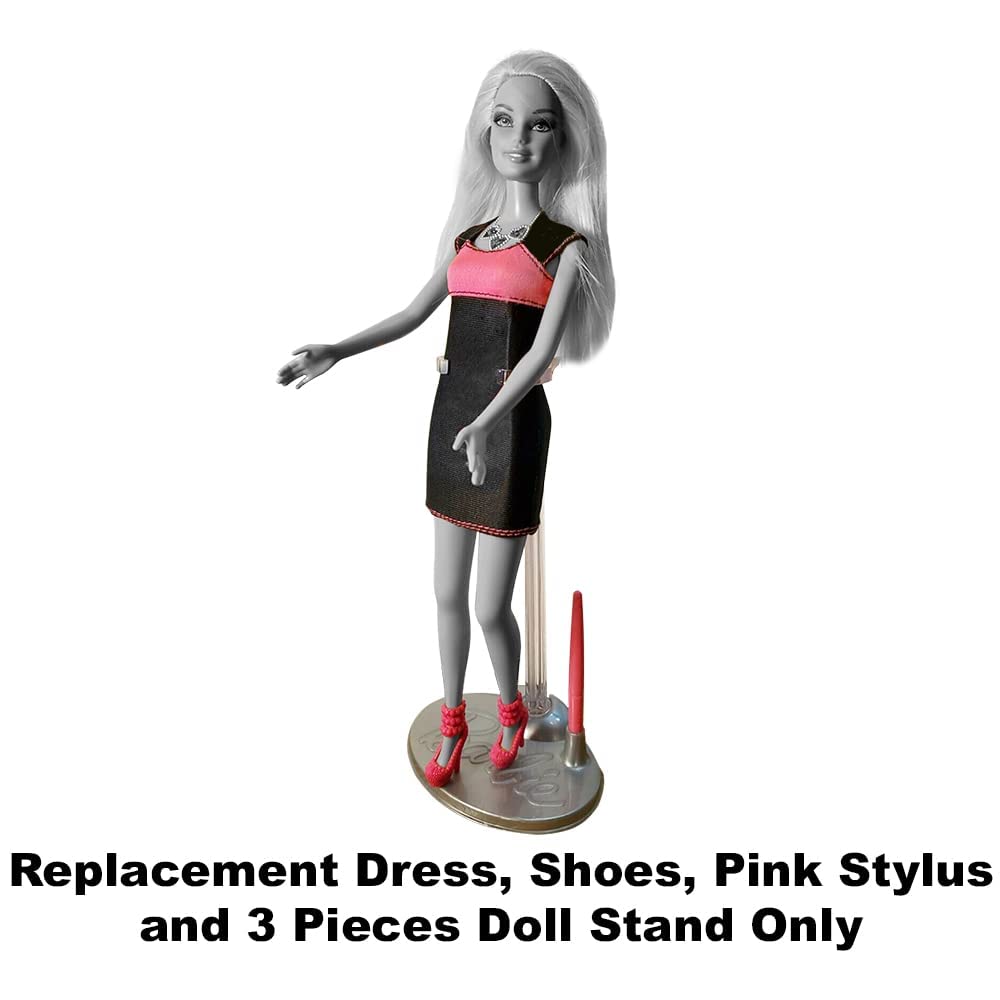 Replacement Parts for Barbie Digital Dress Doll - Y8178 ~ Replacement Parts ~ Includes Dress, Shoes, Pink Stylus and 3 Pieces Doll Stand