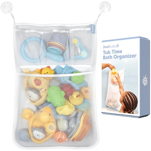 Jool Baby Bath Toy Storage Bag - Mesh Holder for Kids Bathtub Toys - Suctions to Wall, Machine Washable