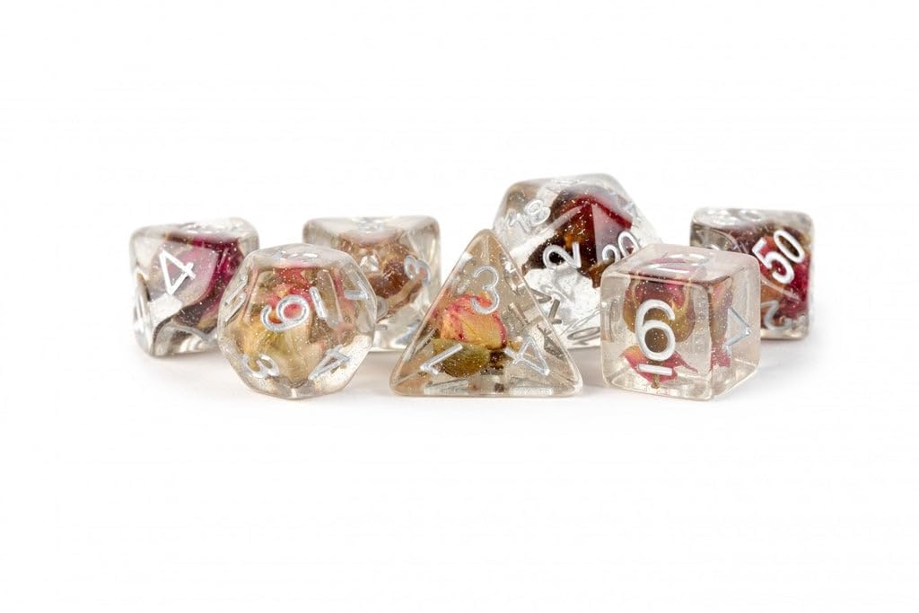 FanRoll 16mm Resin Poly DND Dice Set: Rose Dice, Role Playing Game Dice for Dungeons and Dragons