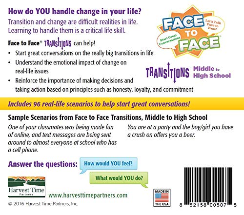 Harvest Time Partners Face to Face Transitions - Middle School to High School Conversation Game, Conversation Starters for Students, Parents,