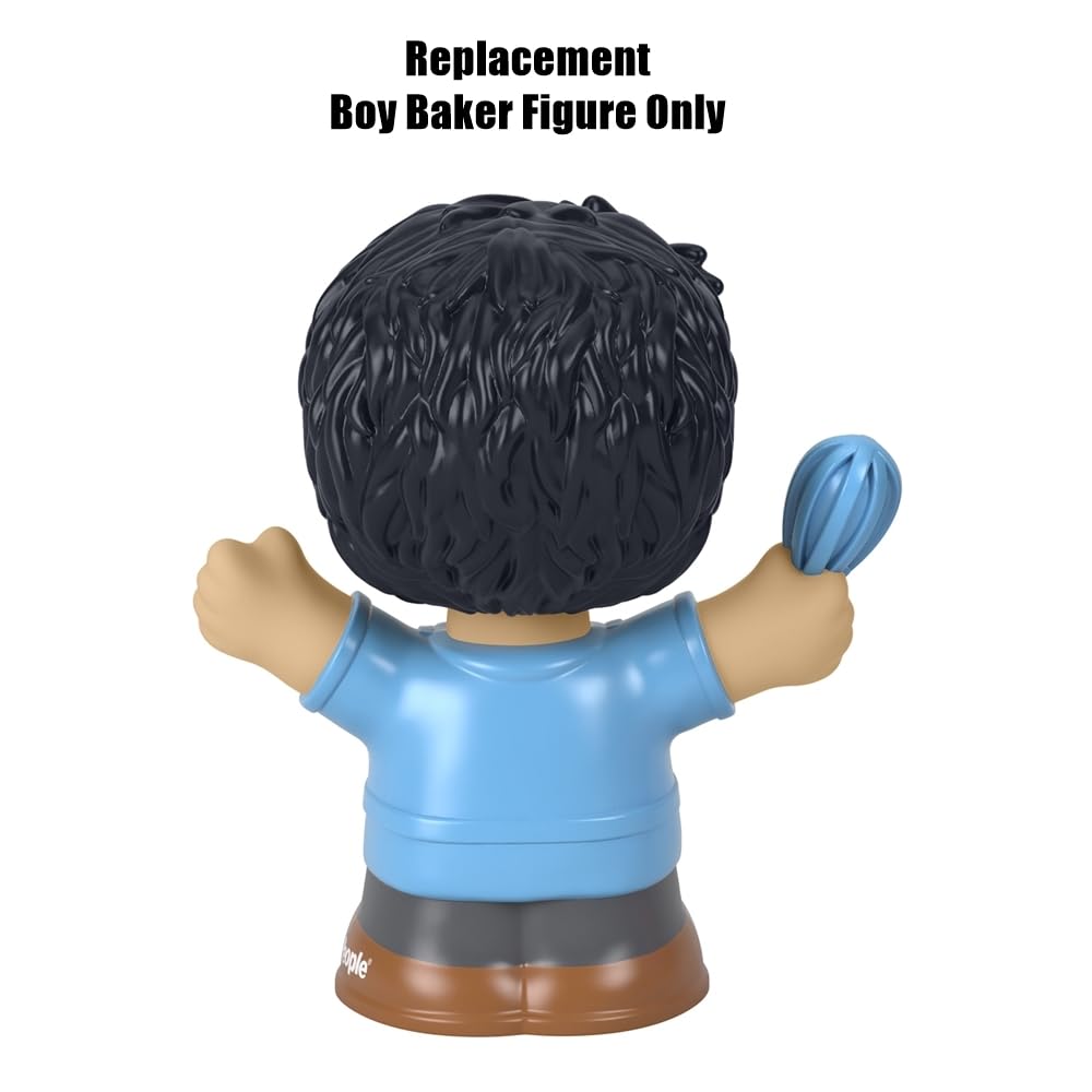 Mattel Replacement Part for Fisher-Price Little People Playset - HBW70 ~ Boy Baker Wearing Blue Apron, Glasses and Holding a Whisk Figure ~ Works