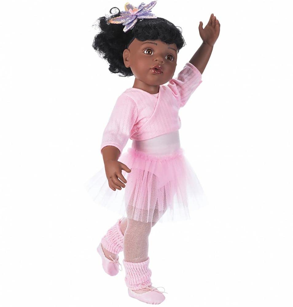 Gotz Hannah at The Ballet - 19.5" African American Poseable Doll with Extra Outfit (Denim Overalls, Shirt & Sandals) and Long Black Hair to Wash &