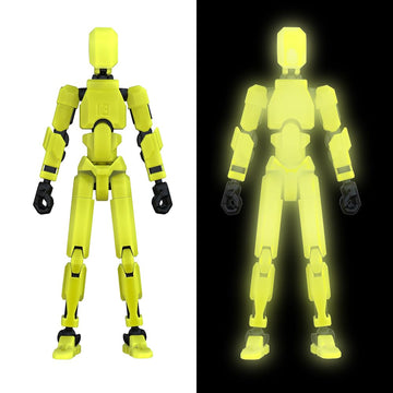 MerryXD T13 3D Action Figure,Assembly Completed Dummy Nova Titan Lucky 13 Action Figure 3D Printed Multi-Jointed Movable Toy Grow in The Dark Yellow