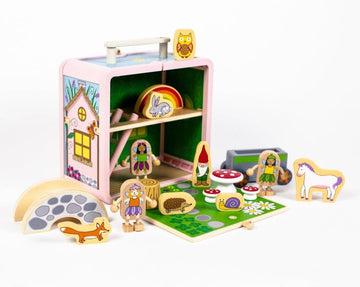 Jack Rabbit Creations Fairy Suitcase Playset - 17-Piece Dollhouse - Ages 3+