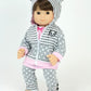 Sophia's Baby Doll Outfit Includes Panda Bear Hooded Sweatshirt, Pink Tunic, and Gray Polka Dot Leggings 3 Piece Set for 15" Dolls, Pink/Gray
