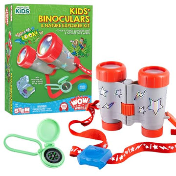 Wow in The World Kids’ Binoculars & Nature Explorer KIT | Look Far, Nature Scavenger Hunt, Specimen Box, Companion Audio Content, Bonus Reusable