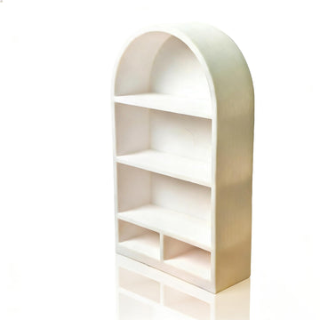 LuckyVin Round-Top Arch Bookcase, Vintage Minimalist 1:12 Scale Dollhouse Bookshelf, 3D Printed Empty Display Shelf for DIY Miniature Library, Office