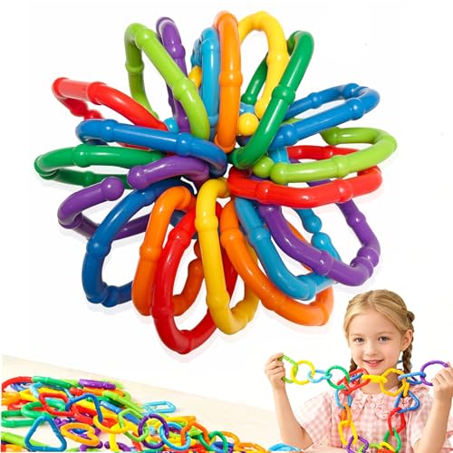 COLVWOFA 50PCS Baby Rings Toy Links Plastic Babies Teething Ring Attach Baby Toys to Strollers or Carrier Seat or Baby Bouncers for Infants