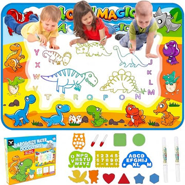 Water Doodle Mat for Toddlers 1-3: Mess-Free Coloring Toy,Dries in 5-10 Mins for Endless Play,Dinosaur Reusable Aqua Painting Board Toddler