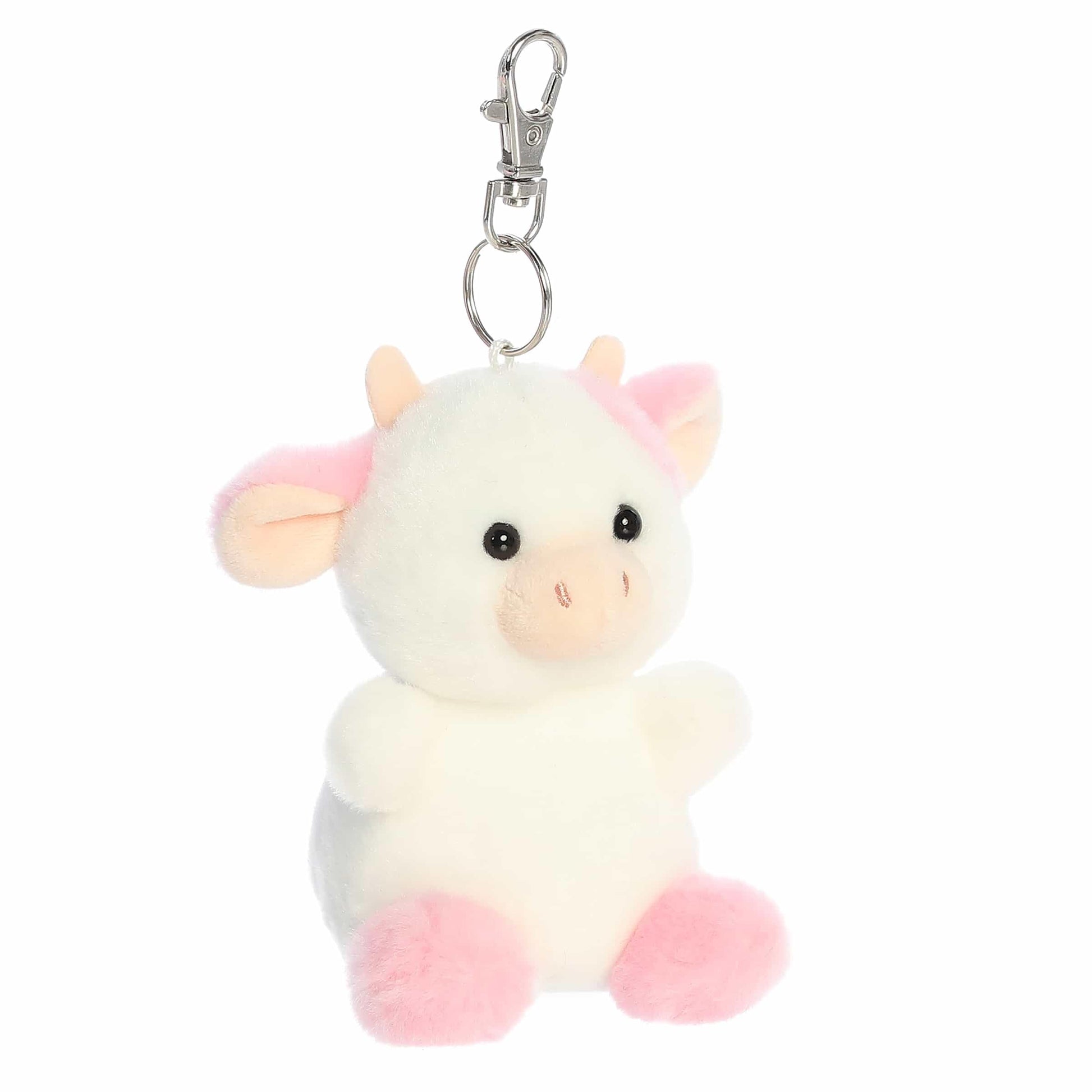 Aurora® Adorable Palm Pals™ Belle Strawberry Cow™ Clip-On- Fun Collectible Plush for Kids and Adult Collectors - Perfect for Backpacks and Birthday