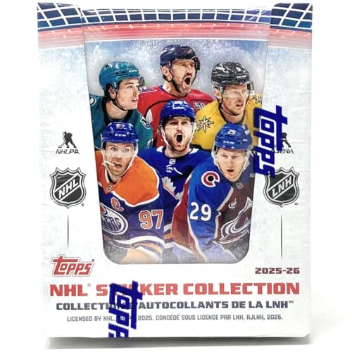 Topps 2025-26 NHL Hockey Sticker Collection Box (50 Packs, 5 Stickers per Pack - Album Sold Separately)