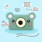 kiimento Kids Digital Camera & Video Camcorder, Soft BPA-Free Silicone Casing, 32GB Memory Card - Model C - Mikayo The Bear