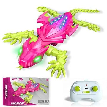 WOROD Wall Climbing Gecko Lizard, Kids Toys Remote Control Car, Rechargeable Wall Crawler Gecko Robot, Boys & Girls Ages 12+, 360° Stunt Crawler, LED