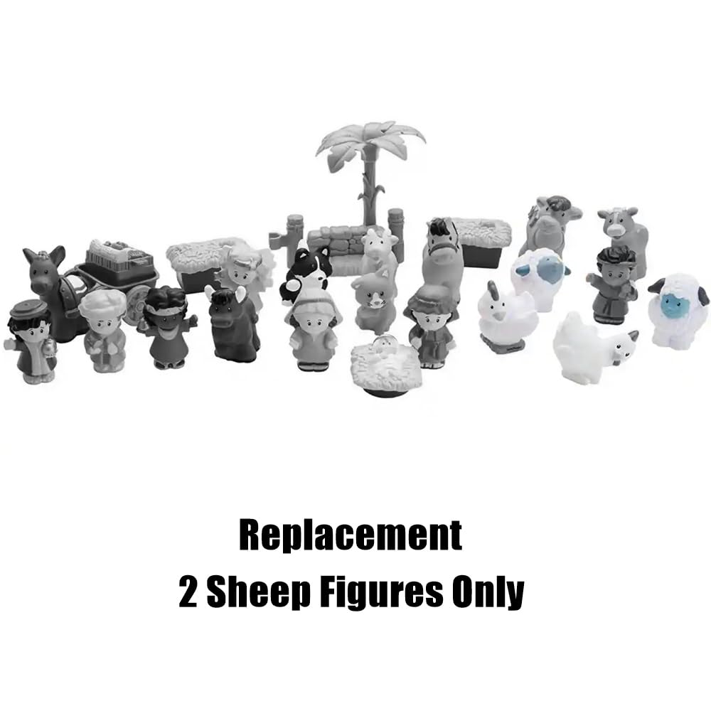 Mattel Replacement Parts for Little-People Christmas Nativity Playset - Replacement 2 Sheep Figures ~ Works with FPT07, DPX53, J2404 and Many Other