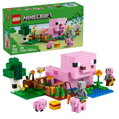 LEGO Minecraft The Baby Pig House Toy Figures and Playset - Building Minecraft Toy for Kids, Boys and Girls, Ages 7+ - Gift for Birthdays - with 2