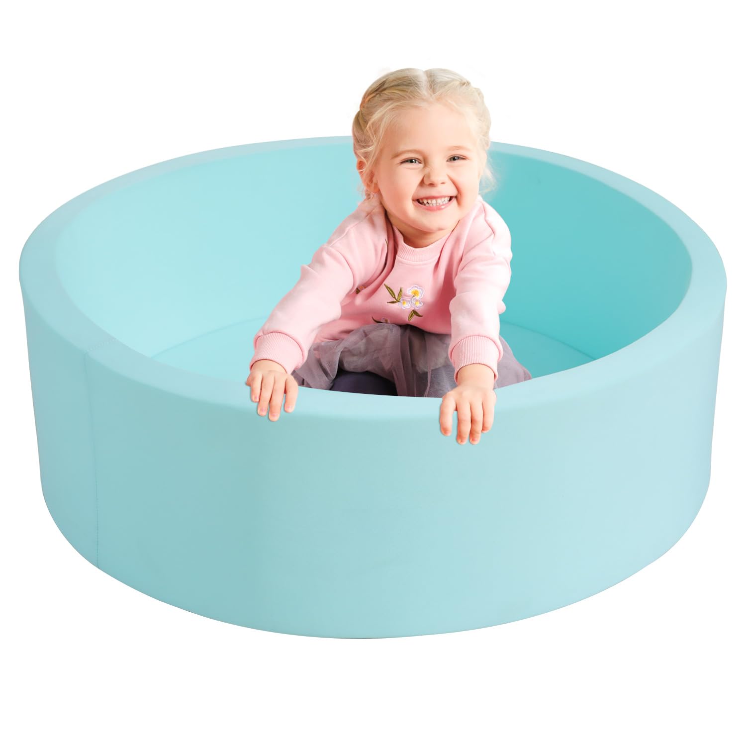 TRENDBOX Memory Foam Sponge Indoor Round Ball Pit (NO Balls) for Toddler Children - Light Blue