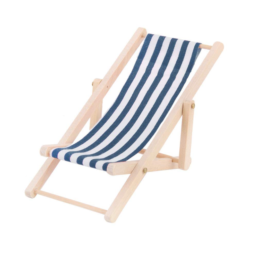 3-Pack Miniature Beach Chair & Table, 1:12 Scale Dollhouse Miniature Beach Furniture Set, Tiny Beach Chairs for Pool Party Decor, Mini Pool Furniture