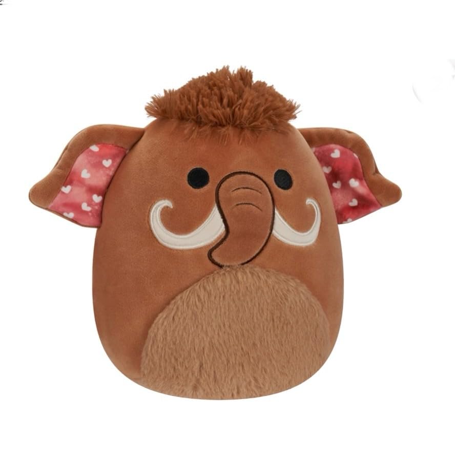 Squishmallow 8" Chienda The Brown Wooly Mammoth with Heart Ears Valentine's Day Plush- Officially Licensed Kellytoy - Collectible Soft & Squishy Toy -