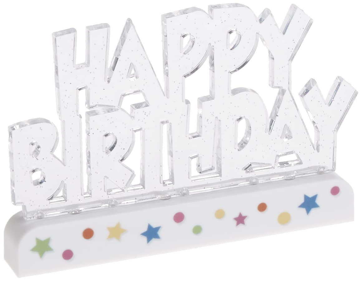 Dazzling Flashing Happy Birthday Cake Decoration - 3.25" x 4.75" (1 Count) - Perfect Celebration Centerpiece