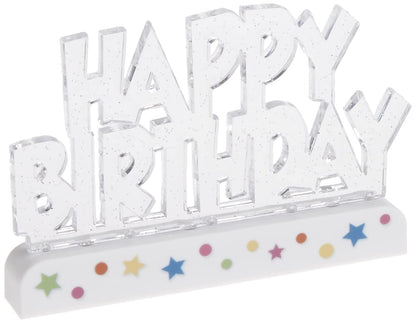 Dazzling Flashing Happy Birthday Cake Decoration - 3.25" x 4.75" (1 Count) - Perfect Celebration Centerpiece